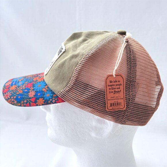Natural Life Canvas Mesh Back Snapback Trucker Baseball Cap Hat Floral Bill - Picture 2 of 6